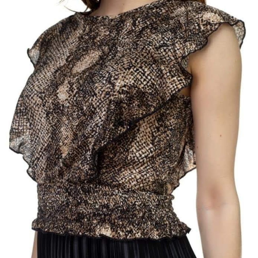 Animal Print Skin Cropped Shirt
